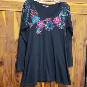 Vintage Leopards & Roses Black Top